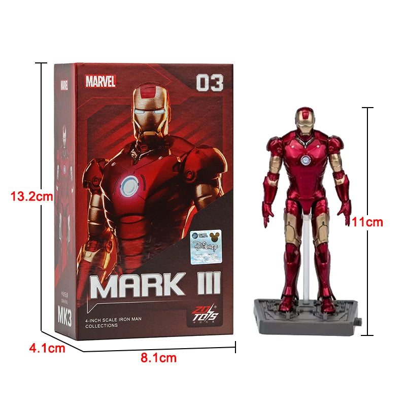 10cm Marvel IronMan MARK I,MARK II,MARK III,MARK IV,MARK V,MARK VI, MARK VII Action Figure